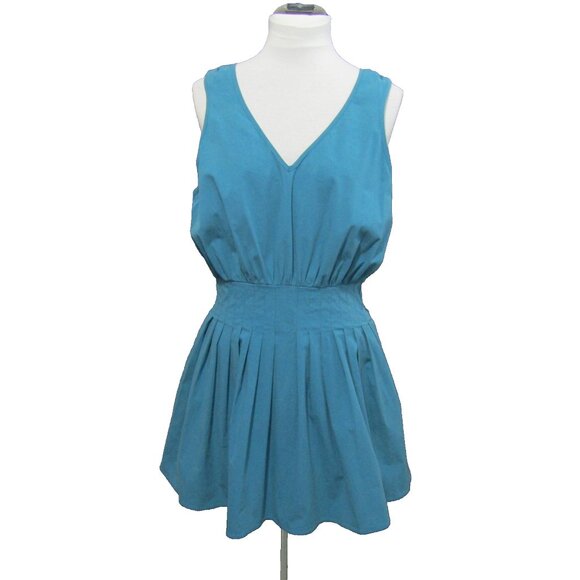 Ramy Brook Blue Adena Mini Dress Womens Size S Cotton Poplin Sample New FLAW - Picture 13 of 14